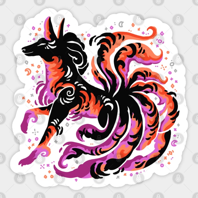 Lesbian Flag Kitsune Sticker by Things By Diana